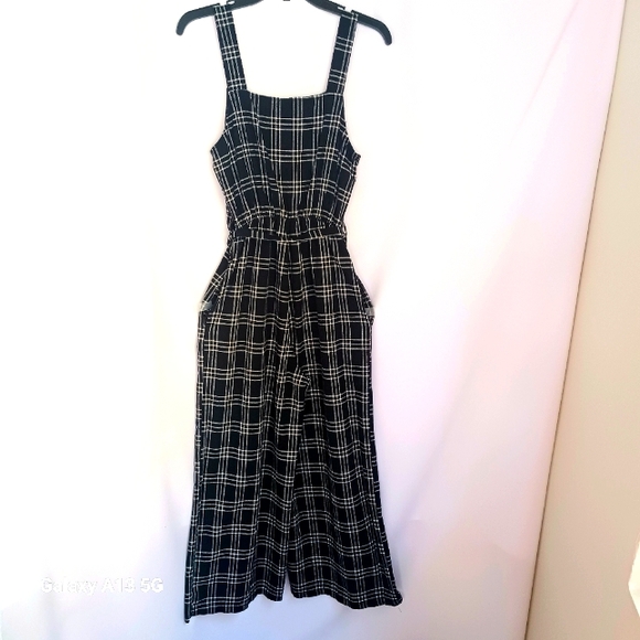 American Eagle Women's Plaid Wide Leg Jumpsuit Sz M - Picture 8 of 10